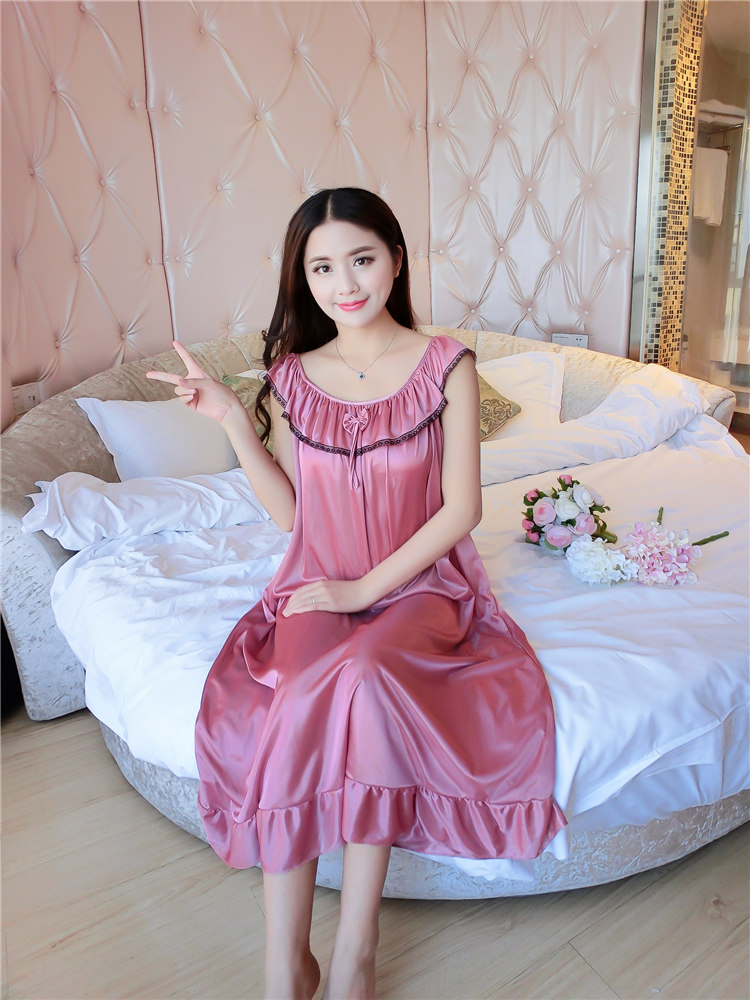 Siêu kích thước lớn nightdress nữ mùa hè phụ nữ mang thai 300 kg lỏng mang thai chất béo mm kích thước lớn băng lụa phần dài 250 mùa hè đồ ngủ