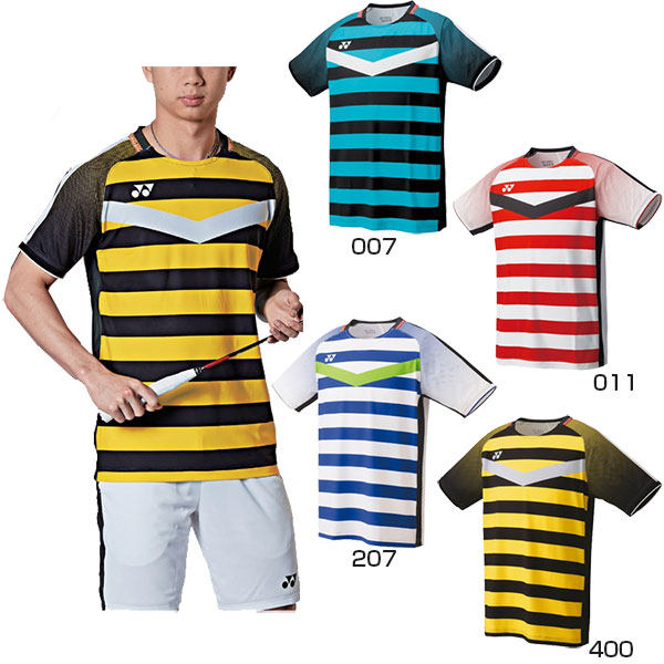 YONEX 10274 Men's Short Sleeve Stripe Sports Badminton Dress Fashion T-Shirt Summer