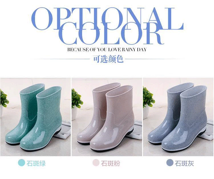 Giày đi mưa nữ ống ngắn dành cho người lớn đi mưa Giày ngắn mùa hè không thấm nước giày nữ trượt trong ống cao su giày nhà bếp làm việc quá mức