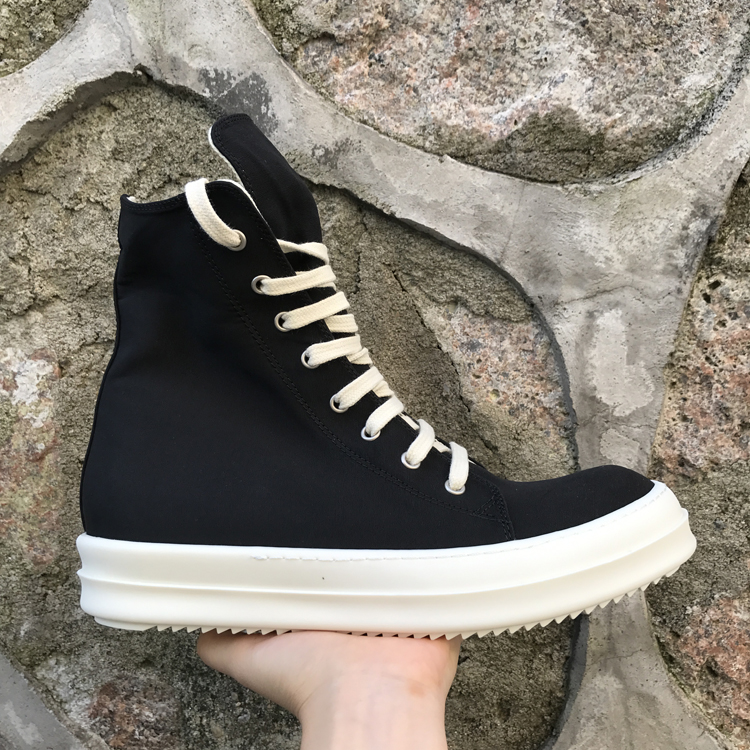 Koan độc quyền 17SS mới màu đen tổng hợp vải ngang cao trên không có đầu TPU sữa dưới đôi giày đế dày giày nam cổ lửng da bò