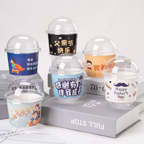 Fathers Day Internet Red Popo Cup Decorative Cup Sleeve Male God Happy Birthday Golden Main Dad Transparent Cake Cup toyou