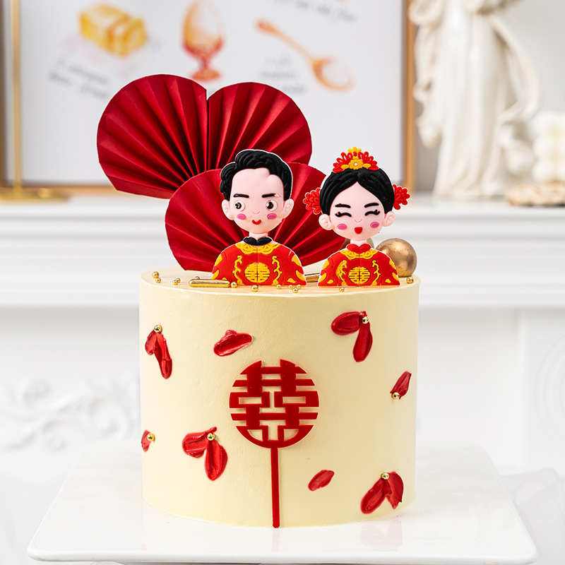 Chinese Wedding Baking Cake Decoration Groom Bridal Plugin Engagement Wedding Wedding Wedding Banquet Wedding Banquet