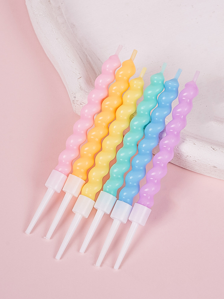 Twisted Thread Birthday Candle Macaron Cute Curved Spiral Candle Candy Cake Baking Decoration Plug-in