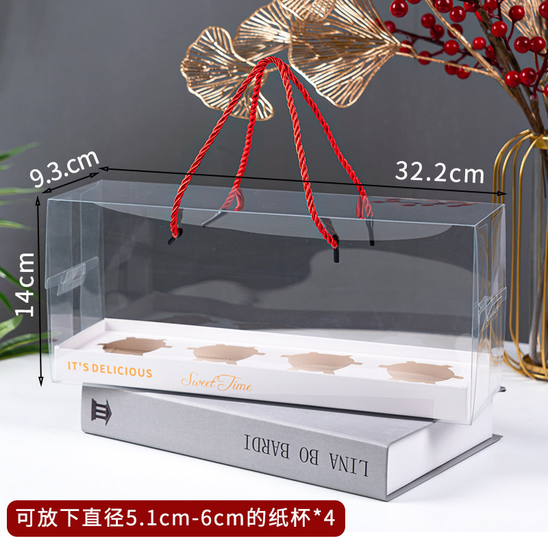 5-suit 4-grain cupcake packaging box mesh red portable transparent plus high packing box Mafen Cup packing box