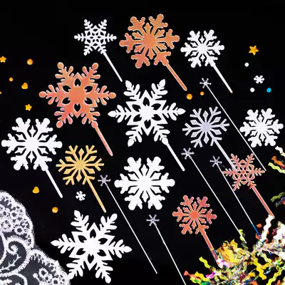 Snowflake sheet Acrylic snowflake snow snow white snow decoration plug-in accessories Frozen cake theme accessories