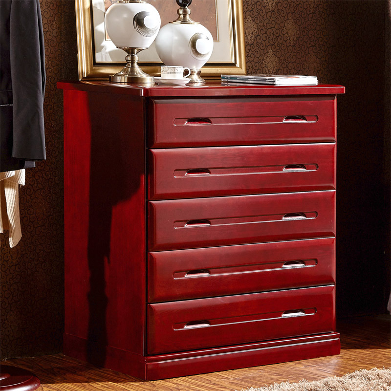 Fusheng Five-Drawer Cabinet, Solid Wood Chest of Drawers, Rich Red Furniture, Storage Cabinet, Integrated Drawer Cabinet, Chinese Style