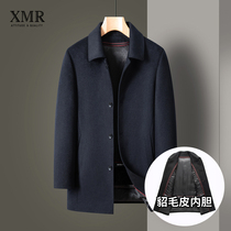 Ferret liner wool coat mens winter thickened wool jacket mid length cotton clothing business casual windsuit