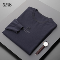 New Years red acrosse mens round neckline Chauded with undershirt Han version printed embroidered autumn clothes minimalist style long sleeve T-shirt