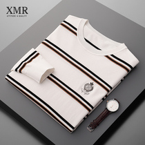 Fashion Casual Wear mens round neck Striped Blouse Blouse 2022 Spring new isn Tide Cards Superfire Printed T-shirt