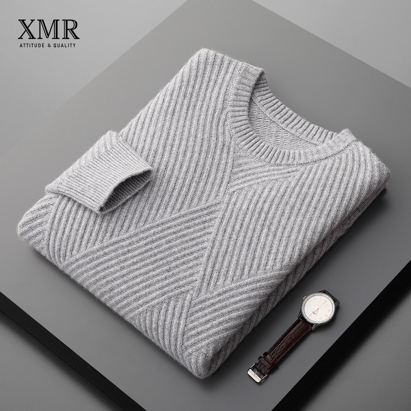 2022 Spring Autumn New Round Neckline Cashmere Sweatshirt Male sashimi knitwear sweaters light grey sweater sweatshirt for men