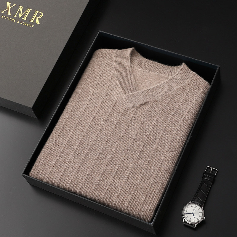 Advanced sweater men's 2022 new V neckline undershirt spring autumn cashmere sweatshirt for men 100 pure cashmere upscale warm clothes