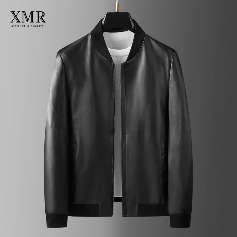 Imported Little Sheep Pippa men's high end Neckline Jacket Jacket Autumn Winter Genuine Leather Men's Baseball Suit Casual Leather Jacket