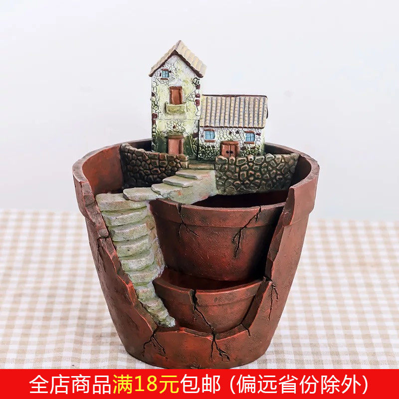 Succulent bryophyte hanging garden Creative resin flower pot Micro landscape platter set Personalized flower gift