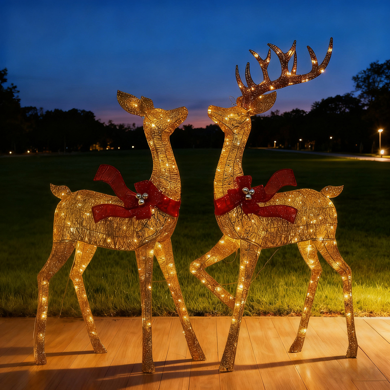 Christmas Decoration Glowing Reindeer Pulling Cart Iron Art Reindeer Outdoor Large Ornament Sleigh Snowman Scene Arrangement Christmas Decoration Glowing Reindeer Pulling Cart Iron Art Reindeer Outdoor Large Ornament Sleigh Snowman Scene Arrangement