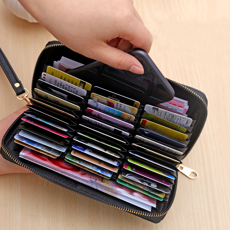 2023 new wallet male and female general long deposit anti-degaussing large capacity card bag multi-position zipper hand bag money clip-Taobao