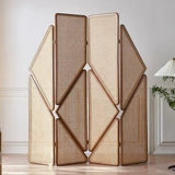 Скандинавская перегородка из цельного дерева из ротанга, креативная перегородка, передвижная складная ширма, новая китайская дуга, ретро, ​​входная ширма для гостиной