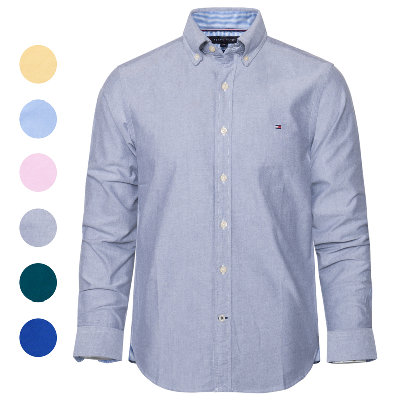 North American Genuine Tommy Men's Long-Sleeved Shirt Casual Oxford Woven Garment Washed Pure Cotton Autumn and Winter Base Layer