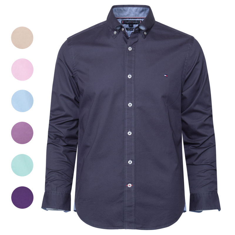 North American Genuine Tommy Men's Long-Sleeved Shirt Business Casual Pure Cotton Large Size Twill Autumn and Winter Shirt