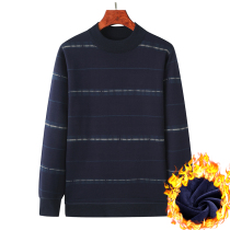  Dad sweater plus velvet thickened middle-aged mens winter warm top middle-aged and elderly mens semi-turtleneck cardigan