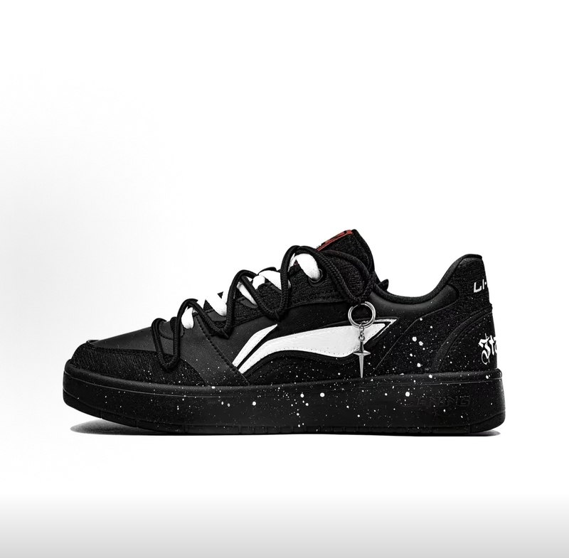 [Hand-Painted Sneakers] Lining Yuanbao V3 Starry Sky Non-Slip Wear-Resistant Sneakers Black and White