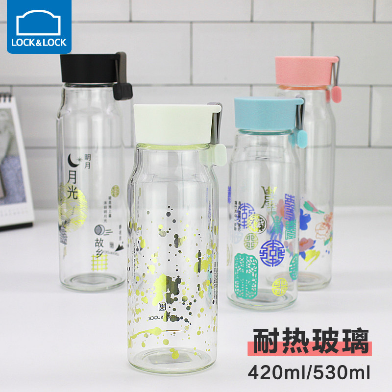Cup Heat-resistant glass China wind printing cup creative leakage-proof portable tea cup
