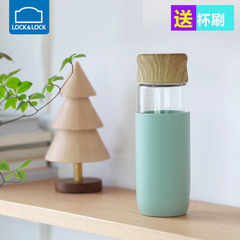 Le buckle double-layer insulated glass schoolgirl water cup portable home make-up cup transparent cup male minimalism