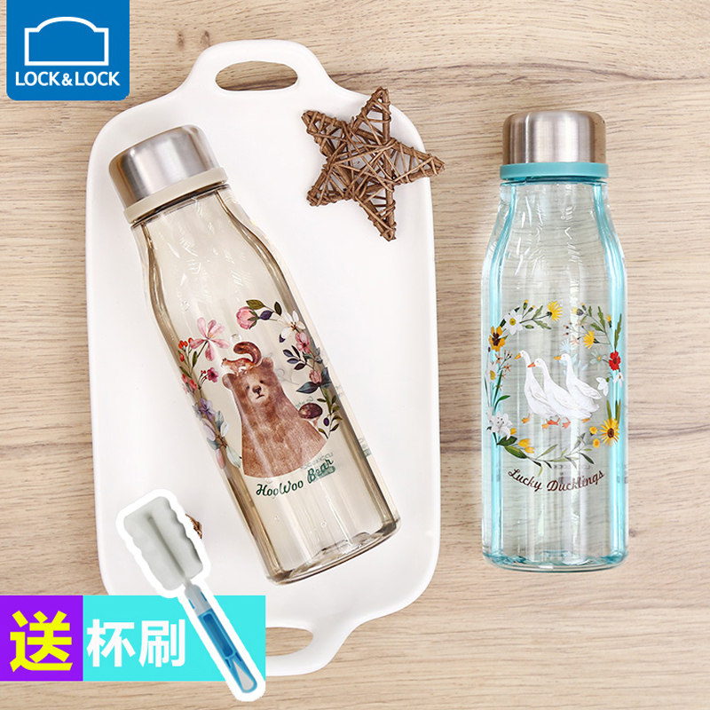 Music Buckle Lebuckle Water Cup Senteal Retro Printed Water Cup Tritan Material Healthy Water Glass Seal Leak Proof Cup