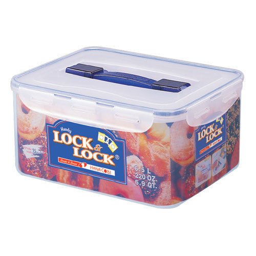Lock lock storage box 6 5L large handle with lid refrigerator food sealed storage box HPL883