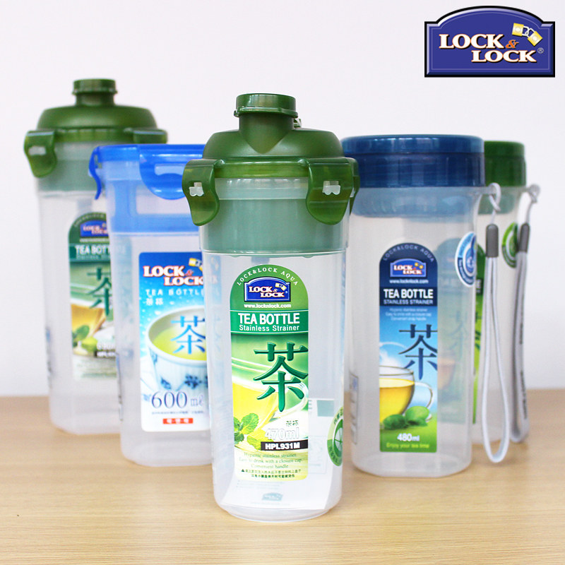 Korean lock lock lock water cup Portable creative leak-proof plastic cup with filter Tea cup PP material children's cup