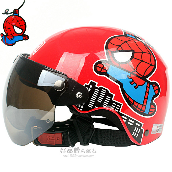 Taiwan EVO Spiderman Man Red Harley Electric Motor Vehicle Children helmet Men and women Safety helmet Summer