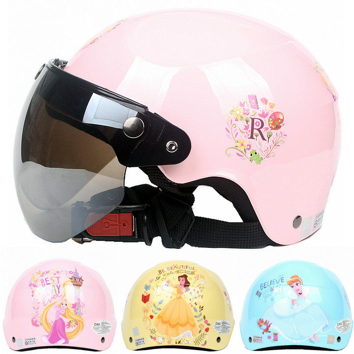 Taiwan EVO long hair princess pink Halley electric motor vehicle children helmet safety hat for boys and girls summer