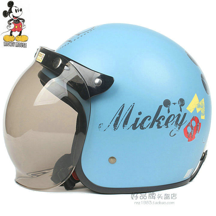 Taiwan EVO Mickey frosted Blue Halle electric motor car half safety helmet male and female retro warm safety helmet winter