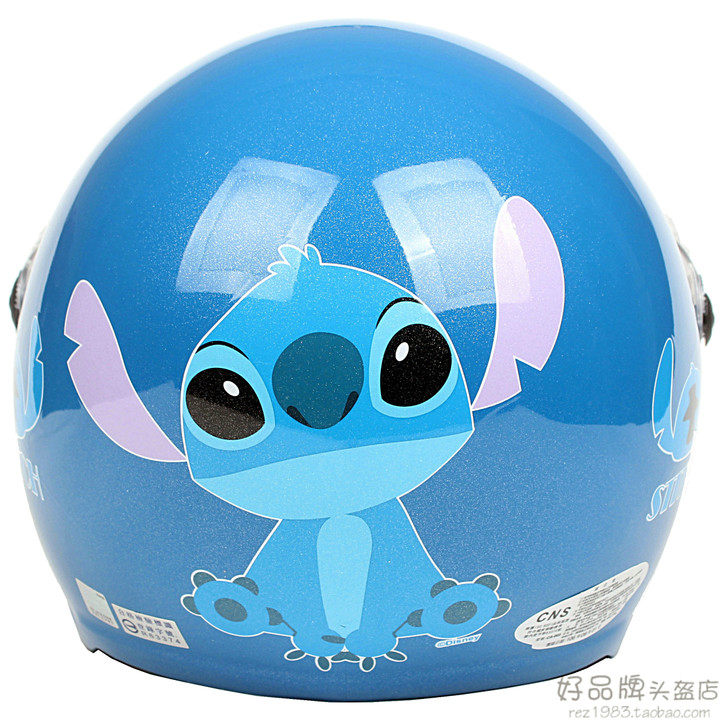 Taiwan EVO Stich Blue Electric Motorcycle Children Helmets for Boys and Girls Safety Hat Warm Winter