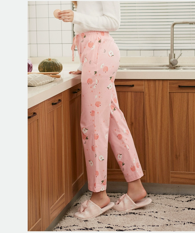 Three gun pyjama của phụ nữ cotton tinh khiết 2020 vào mùa xuân và mùa hè sản phẩm mới thoáng khí quần dài bằng vải cotton ren rộng rãi, mặc bên ngoài quần điều hòa nhiệt độ - Quần tây