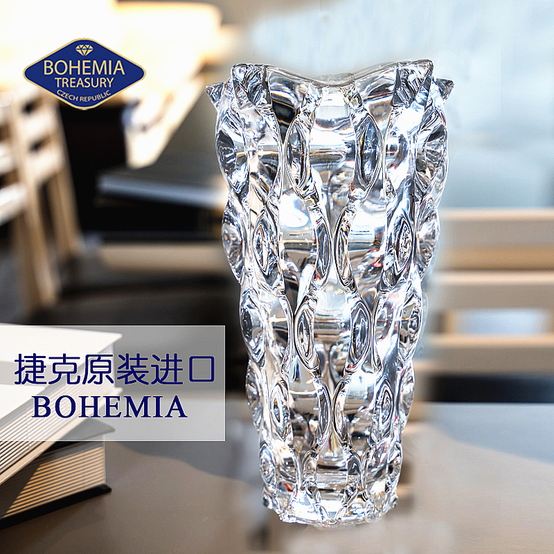 New Czech original imported BOHEMIA crystal glass vase Fashion simple flower arrangement ornament transparent vase