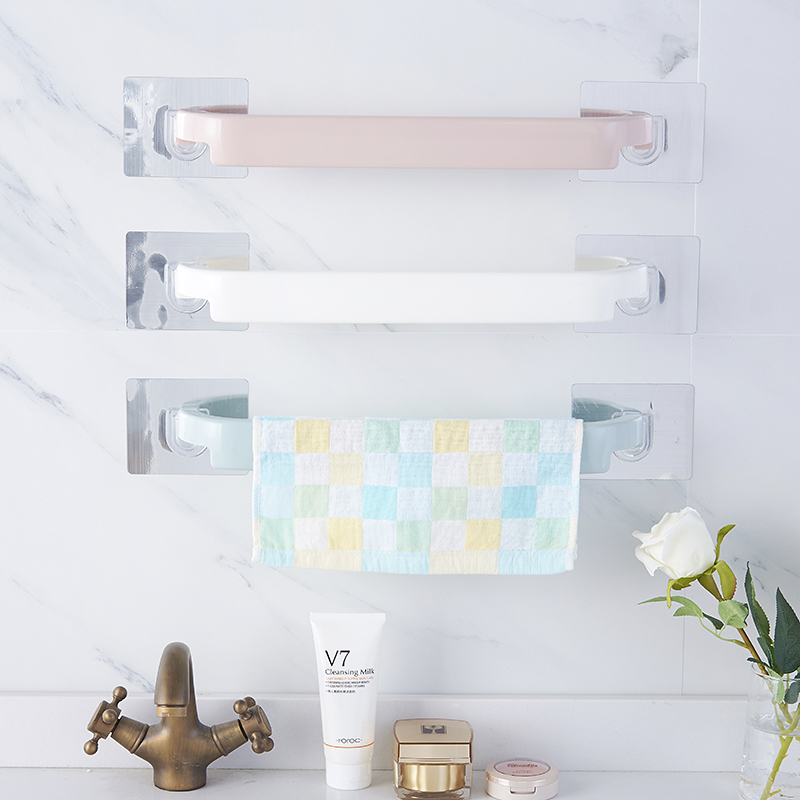 Makeup Room Hair Towel Rack Free From Punching Toilet Bathroom Hung Bath Towel Rack Single Pole Simple Free Punch-Free Nail-Free Powerful Sticker