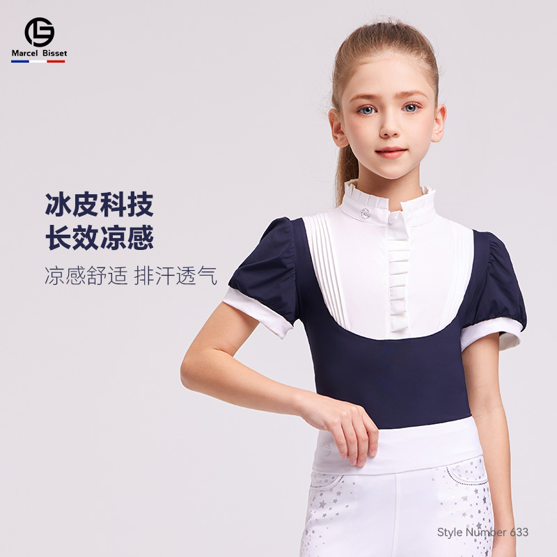 夏用女の子乗馬Tシャツ 乗馬半袖Tシャツ 乗馬トップスTシャツ 乗馬服 子供用騎士服 633/634