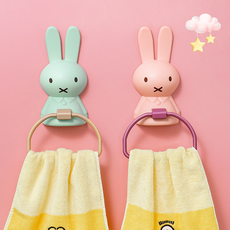 Towel rack Free perforated bathroom Nordic simple creative single rod shelf bathroom suction cup hanger towel rack