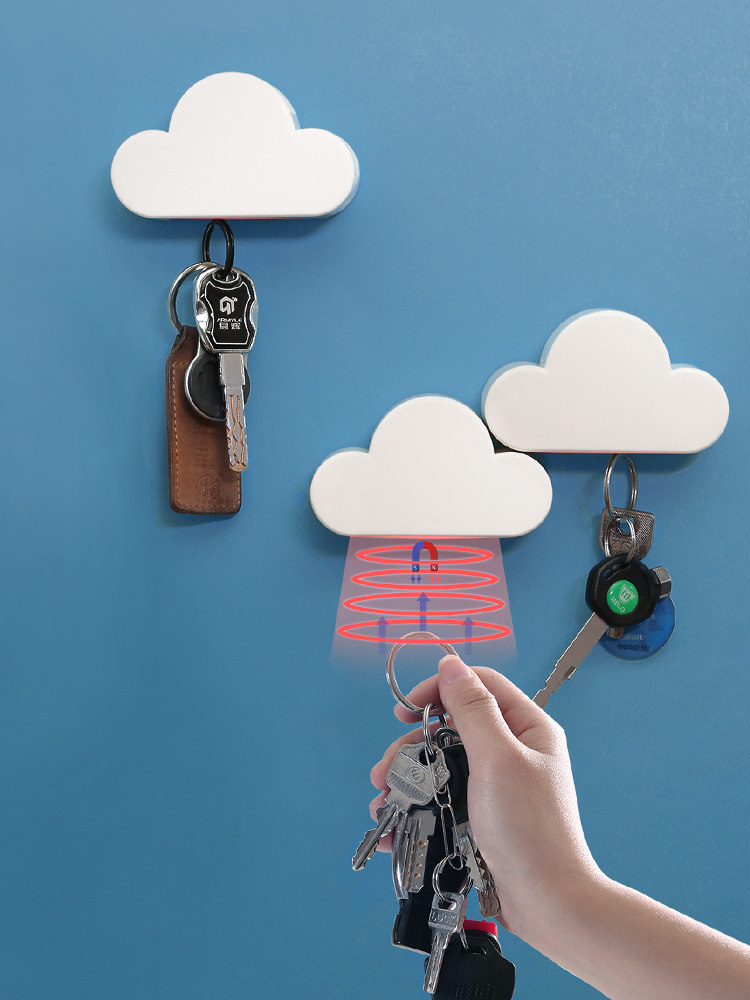 Magnet suction key storage artifact hook spoon cloud suction iron hook cute creative wall-mounted wall door-to-door