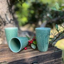 Green Porcelain Hand Painted Smelling Cup Ceramic Tea Cup Water Cup Tasting Cups Small Tea Cup Masters Cup Porcelain Tea Set Ware