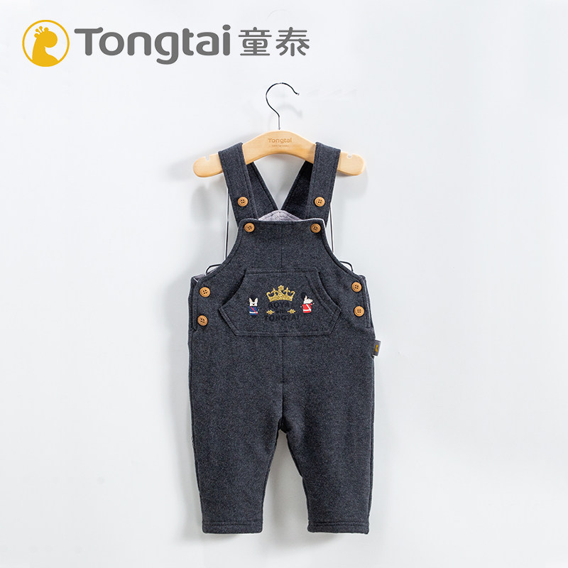 Tongtai children's baby bag pants baby plus velvet open belly pants boys and girls spring and autumn winter baby warm pants