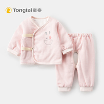 Tongtai spring and autumn newborn cotton clothing padded 0-3 months at the beginning of the baby cotton cotton coat pants thin cotton suit