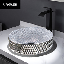 Bathroom glass wash basin electroplating die-casting art basin cylindrical counter basin Crystal basin silver washbasin gold