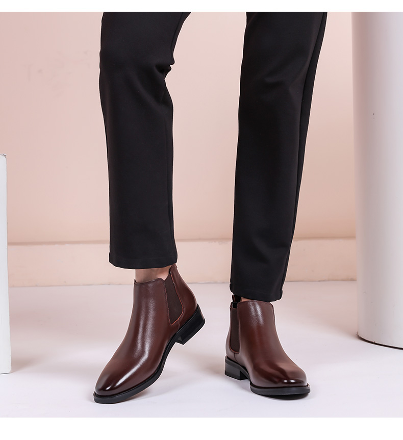 Giày đỏ nam mùa thu và mùa đông Giày nam cao cổ mới Giày nam đế xuồng da Giày xu hướng Anh Giày nam Chelsea - Giay cao giày the thao