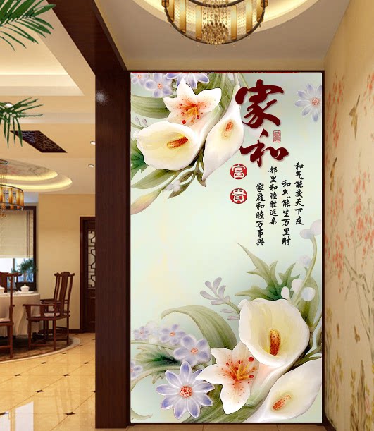 TV series background wall HD UV wallpaper 3D flashing silver oil painting canvas background wall porch three-dimensional painting Landscape painting