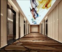Water ink landscape painting HD background ceiling new soft film ceiling water ink line UV film white film ceiling material