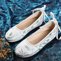 2019 New Hanfu shoes antique with cloth shoes dancing shoes national style women embroidered shoes retro flat bottom