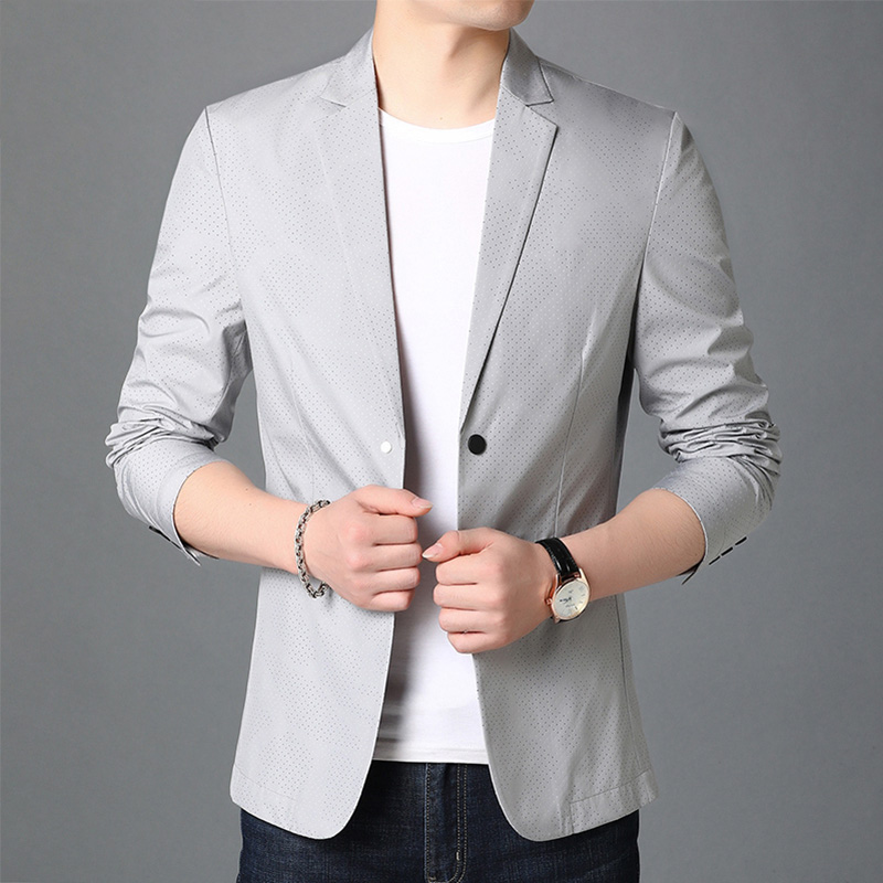 Romon Men's Casual Suit Spring Summer Thin Section Trend Korean Version Slim Single West Middle-aged Dad Suit Jacket Men