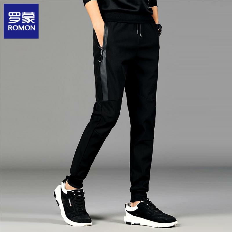 Roemon Sports Casual Pants Men's Summer Slim Fit Korean version Fashion Bouquet Leggings Pants 100 Hitchhiking with small feet of men 90%