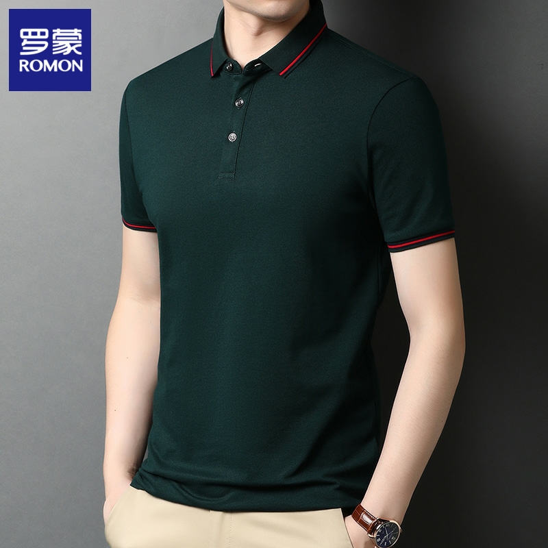 Romon Ice Silk Light Cotton Short Sleeve T-shirt Men's Summer 2022 New Tide Cards Men Polo Shirts Business Casual T-Shirts